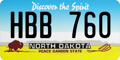 ND license plate HBB760