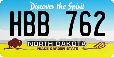 ND license plate HBB762