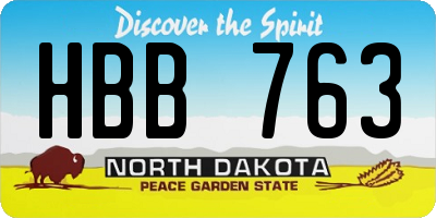 ND license plate HBB763