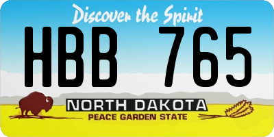 ND license plate HBB765