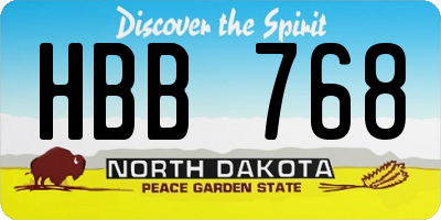 ND license plate HBB768