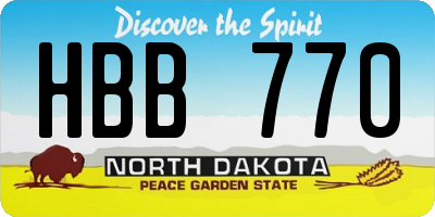 ND license plate HBB770