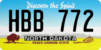 ND license plate HBB772