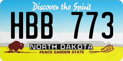 ND license plate HBB773