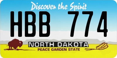 ND license plate HBB774