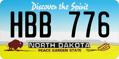 ND license plate HBB776