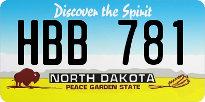 ND license plate HBB781