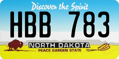 ND license plate HBB783