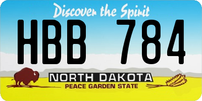 ND license plate HBB784