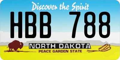 ND license plate HBB788