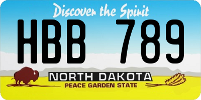 ND license plate HBB789