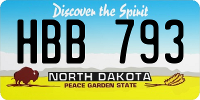 ND license plate HBB793