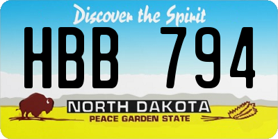 ND license plate HBB794