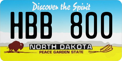 ND license plate HBB800