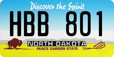 ND license plate HBB801