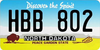 ND license plate HBB802