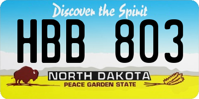 ND license plate HBB803