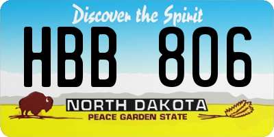 ND license plate HBB806