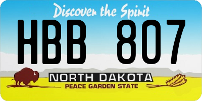 ND license plate HBB807