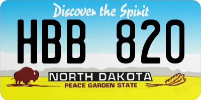 ND license plate HBB820