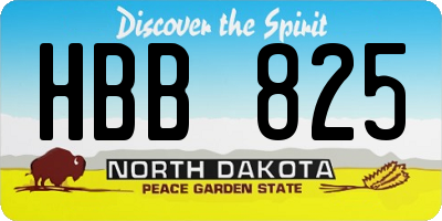 ND license plate HBB825