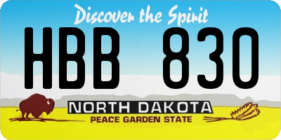 ND license plate HBB830