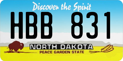 ND license plate HBB831