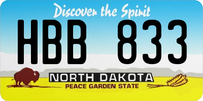 ND license plate HBB833