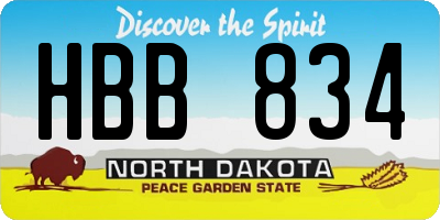 ND license plate HBB834