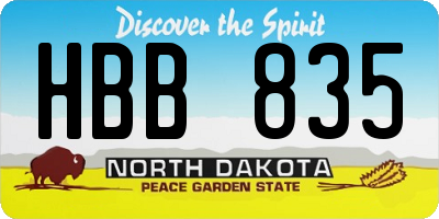 ND license plate HBB835