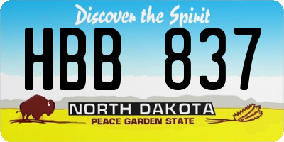 ND license plate HBB837