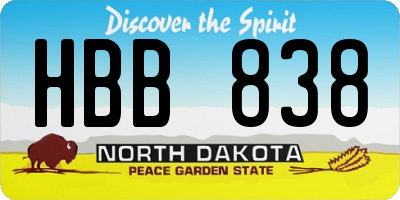 ND license plate HBB838