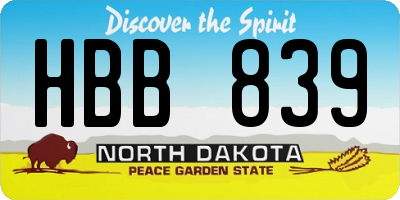 ND license plate HBB839