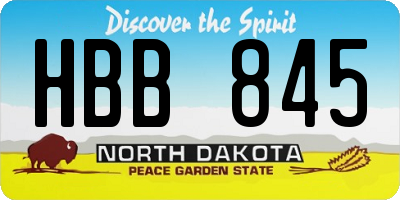 ND license plate HBB845