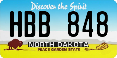 ND license plate HBB848