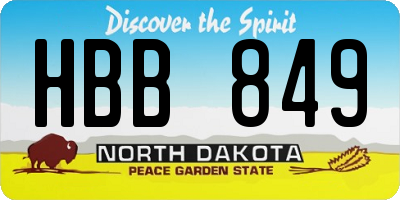 ND license plate HBB849