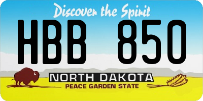 ND license plate HBB850