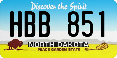 ND license plate HBB851