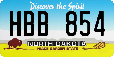 ND license plate HBB854