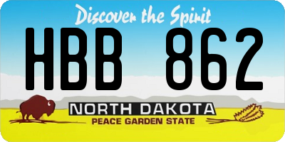 ND license plate HBB862