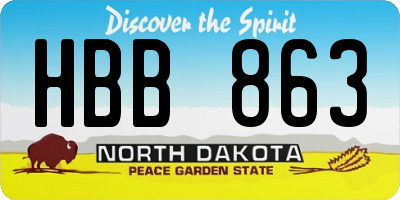 ND license plate HBB863