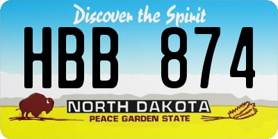 ND license plate HBB874