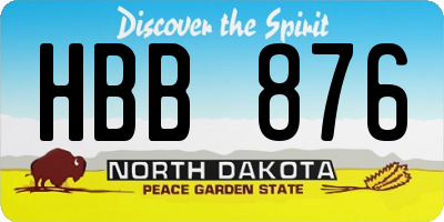 ND license plate HBB876