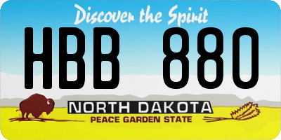 ND license plate HBB880