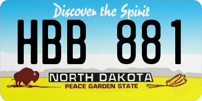 ND license plate HBB881