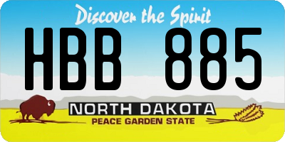 ND license plate HBB885