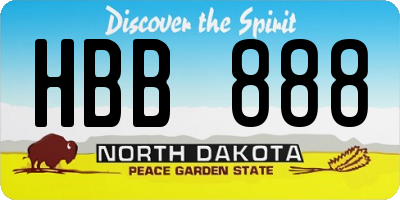 ND license plate HBB888