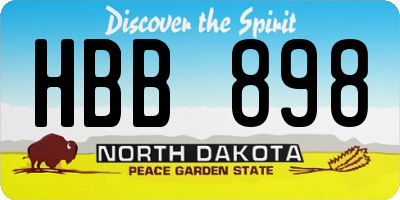 ND license plate HBB898