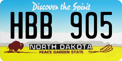 ND license plate HBB905