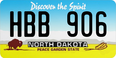 ND license plate HBB906